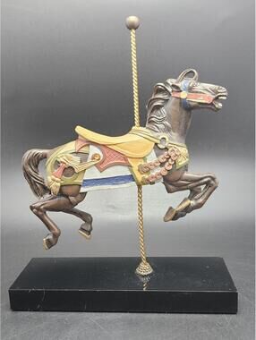 Gallant Charger 1984 Hamilton Collection Carousel Horse Black Stone Base